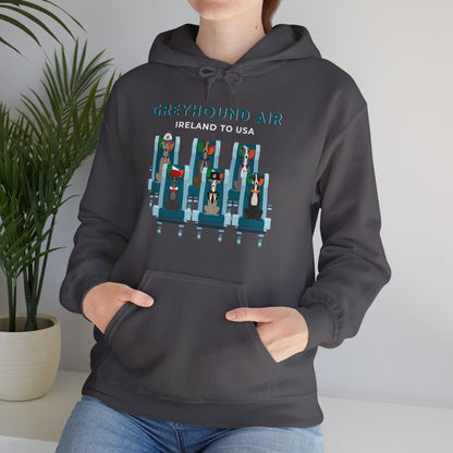 Greyhound Air Hooded Sweatshirt, Ireland to USA Classic Fit, Original Design, Unisex Atlas Wanderlust