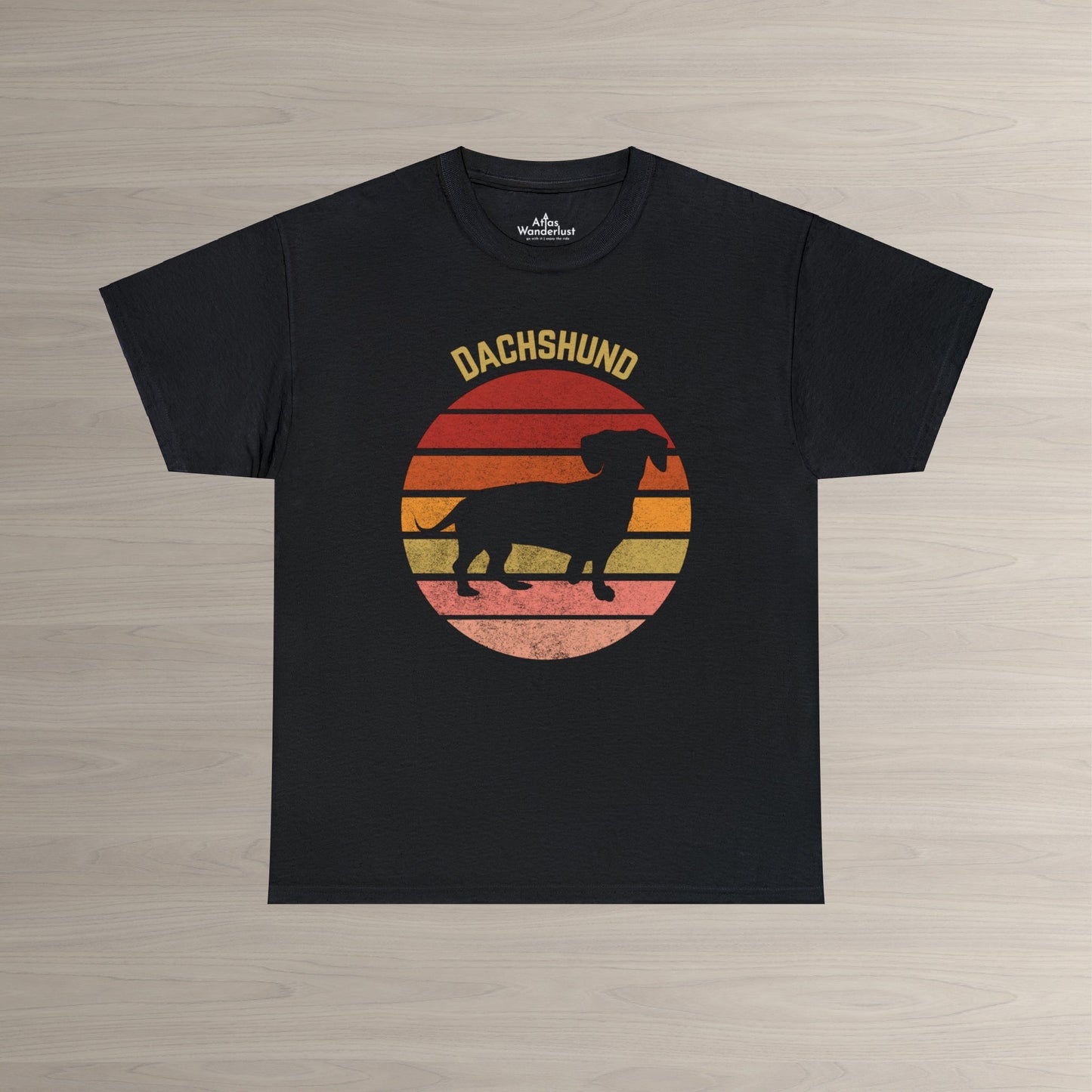 Dachshund T-Shirt, Retro Wiener Dog tee Atlas Wanderlust