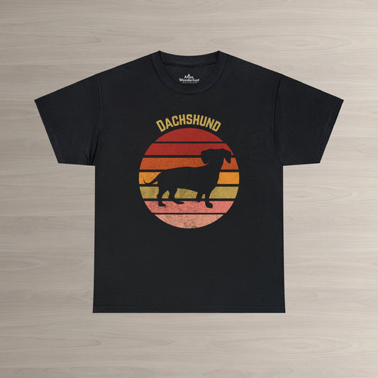 Dachshund T-Shirt, Retro Wiener Dog tee Atlas Wanderlust