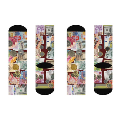 Numismatist unisex socks for coin collectors featuring a coin lover themed design