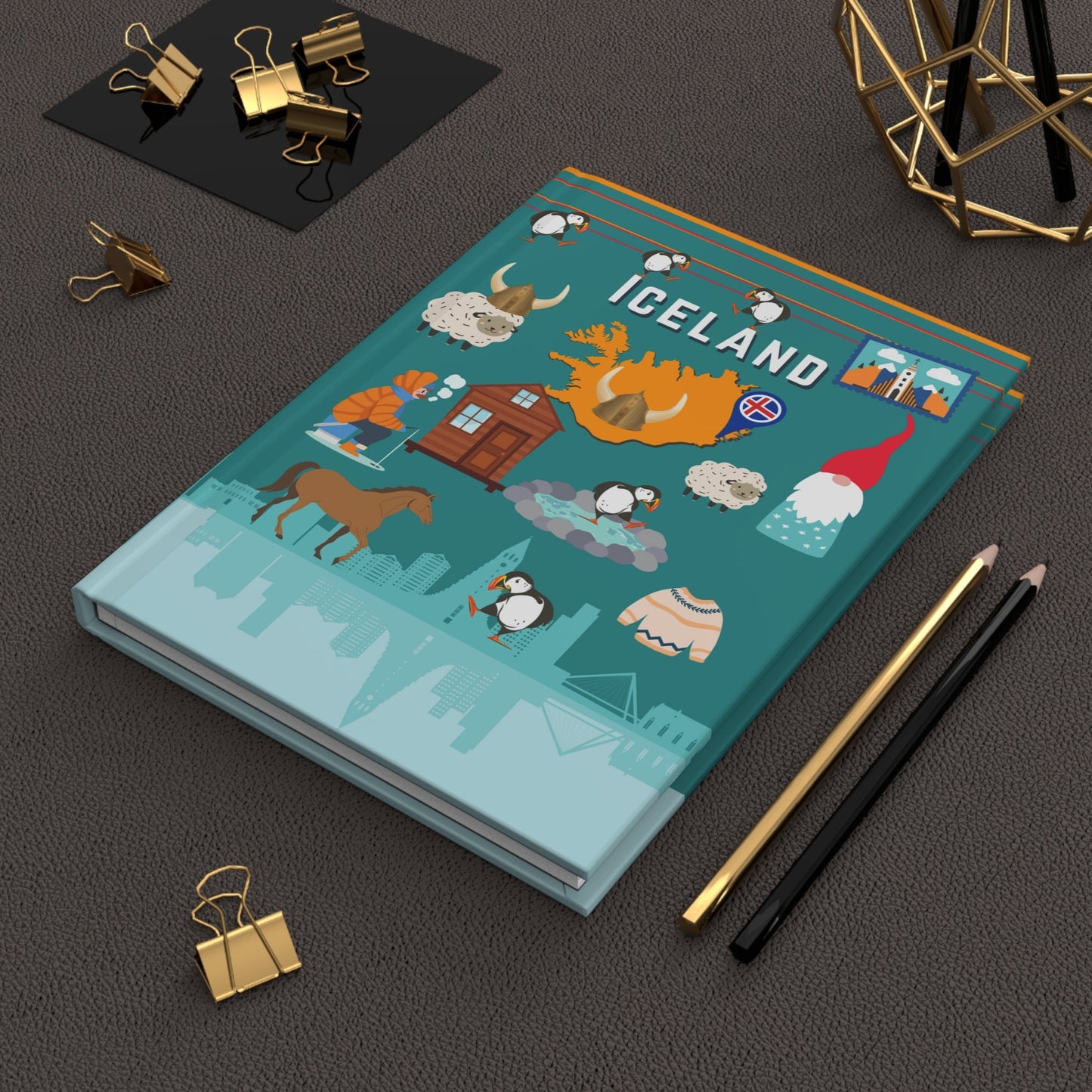 Iceland Notebook Travel Journal Hardcover Atlas Wanderlust