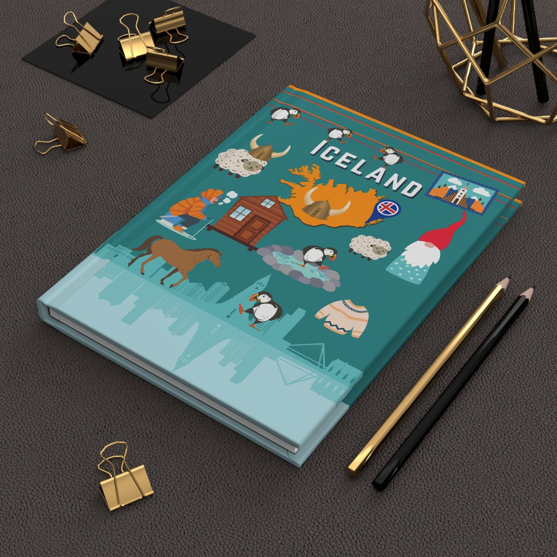 Iceland Notebook Travel Journal Hardcover Atlas Wanderlust