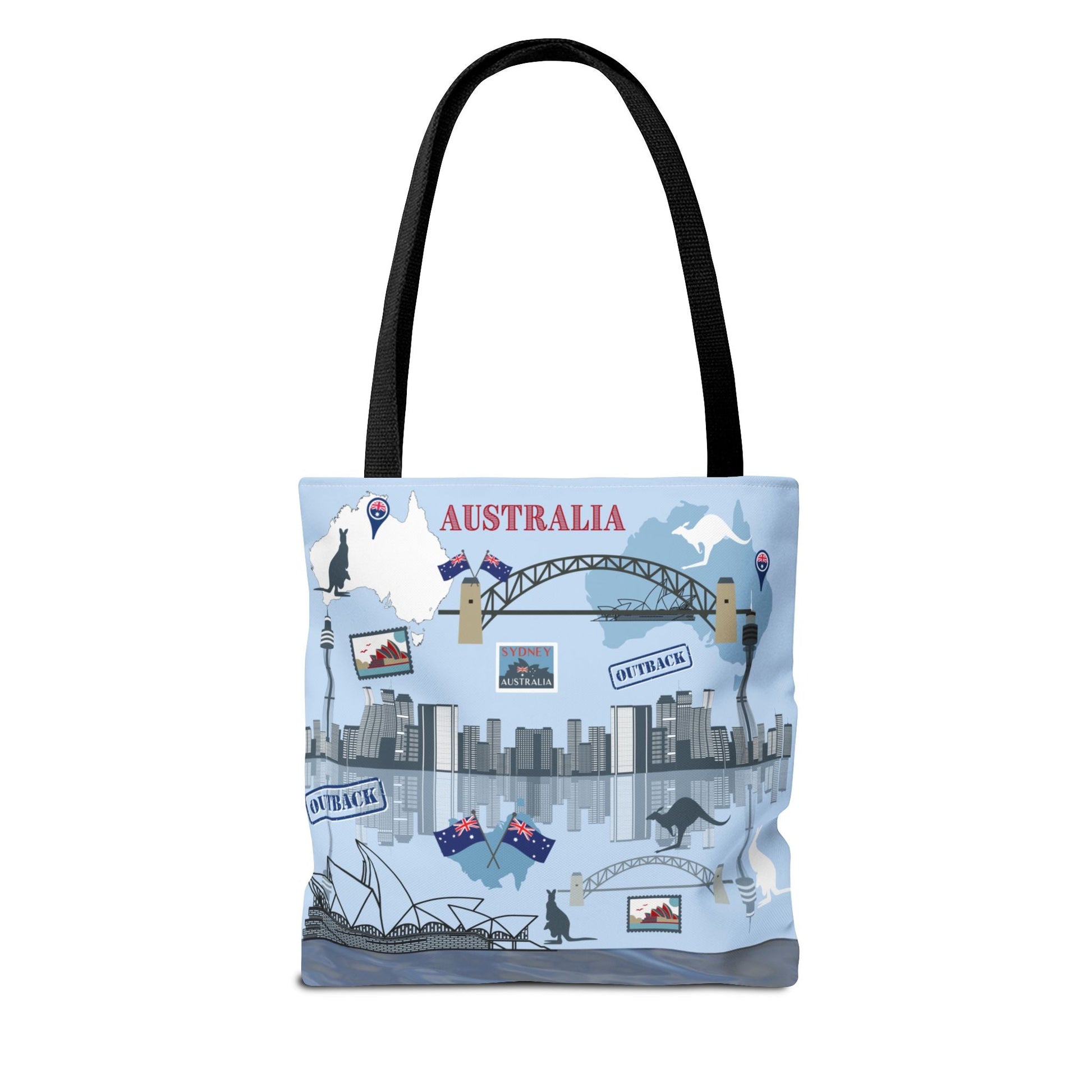 Australia Landmarks Tote Bag Sydney Opera House Kangaroos 3 Sizes Atlas Wanderlust
