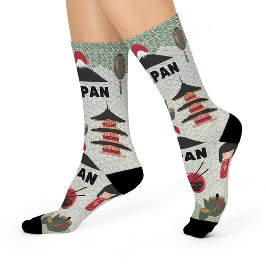 Japan Crew Socks Unisex Geisha Trendy Design Atlas Wanderlust