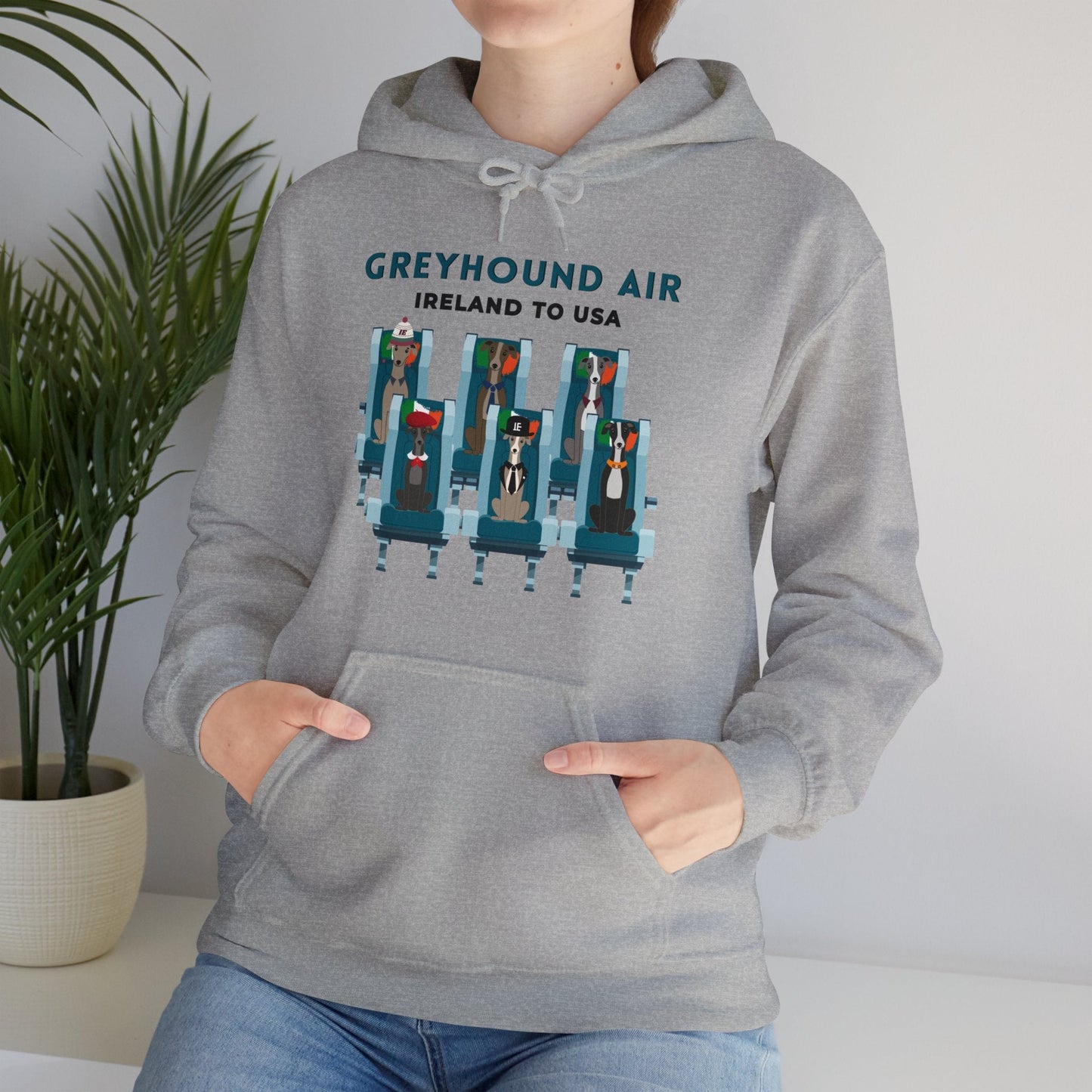 Greyhound Air Hooded Sweatshirt, Ireland to USA Classic Fit, Original Design, Unisex Atlas Wanderlust