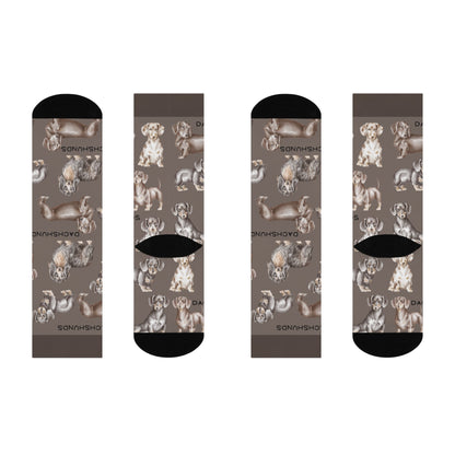 Dachshund Socks Chocolate Unisex Adult Stretchy Mid Calf Original Atlas Wanderlust