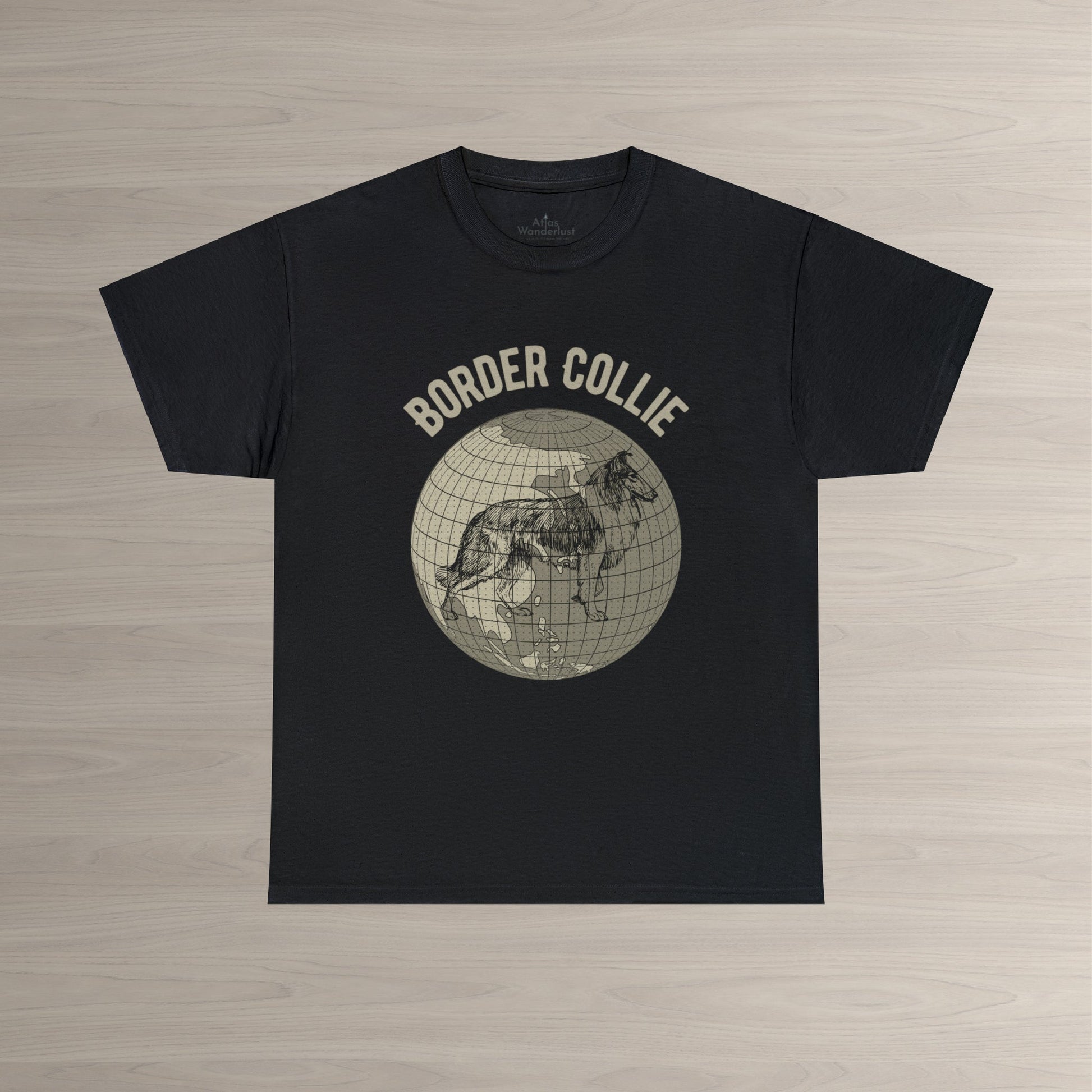Border Collie T-Shirt, Old-World Map Tee Atlas Wanderlust