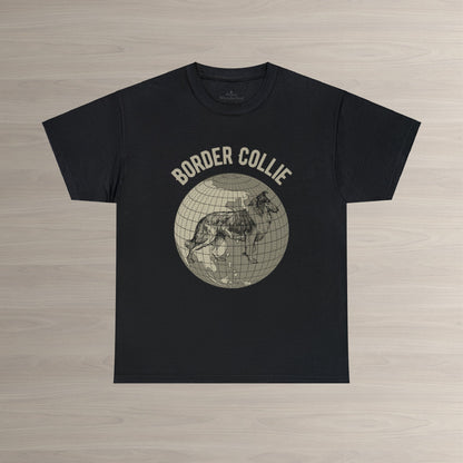 Border Collie T-Shirt, Old-World Map Tee Atlas Wanderlust