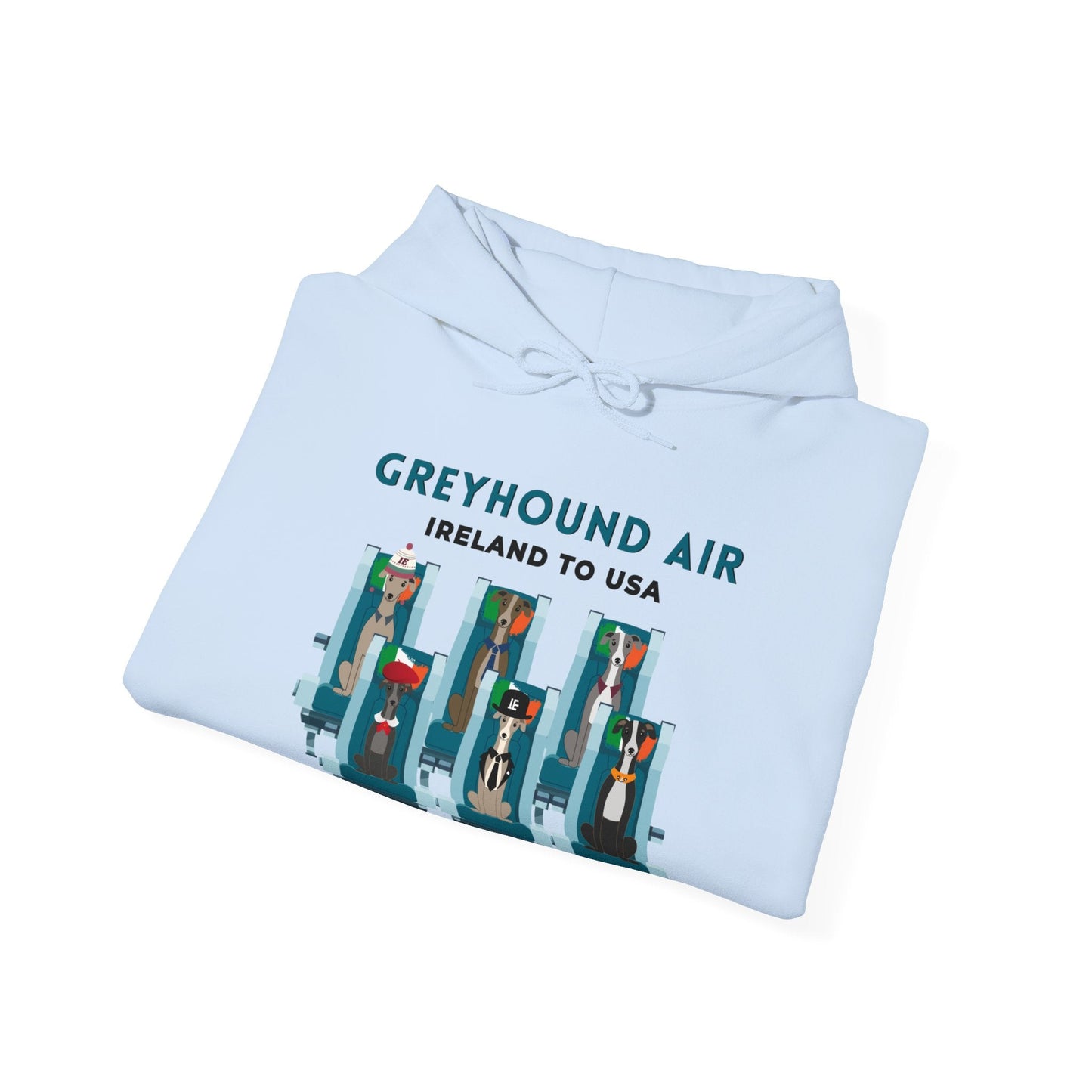 Greyhound Air Hooded Sweatshirt, Ireland to USA Classic Fit, Original Design, Unisex Atlas Wanderlust