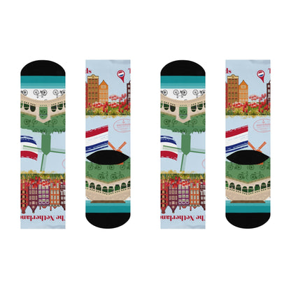 Netherlands Socks – Holland Travel Crew Socks Inspired by Culture & Design Atlas Wanderlust