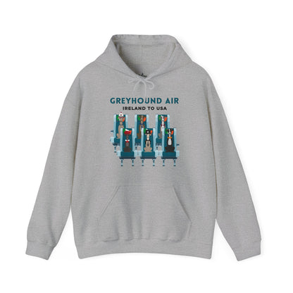 Greyhound Air Hooded Sweatshirt, Ireland to USA Classic Fit, Original Design, Unisex Atlas Wanderlust