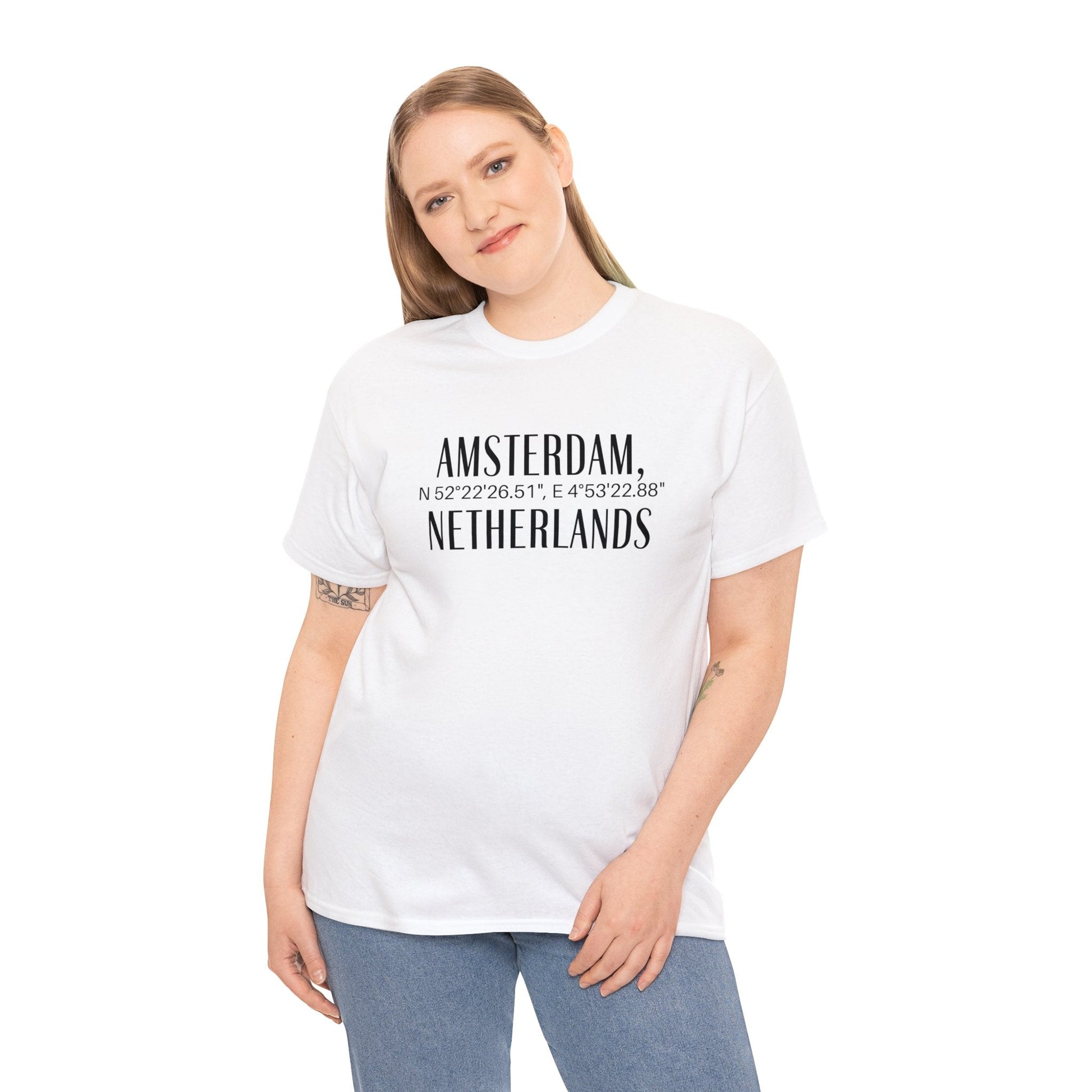 Amsterdam Netherlands Coordinates T-Shirt, Modern Holland Tee Atlas Wanderlust