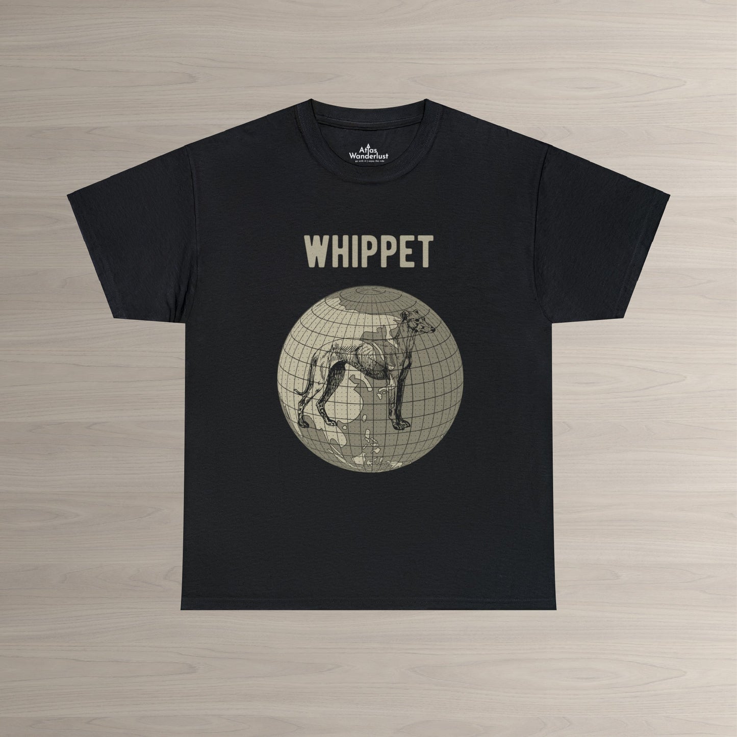 Whippet T-Shirt, World Map Tee Atlas Wanderlust