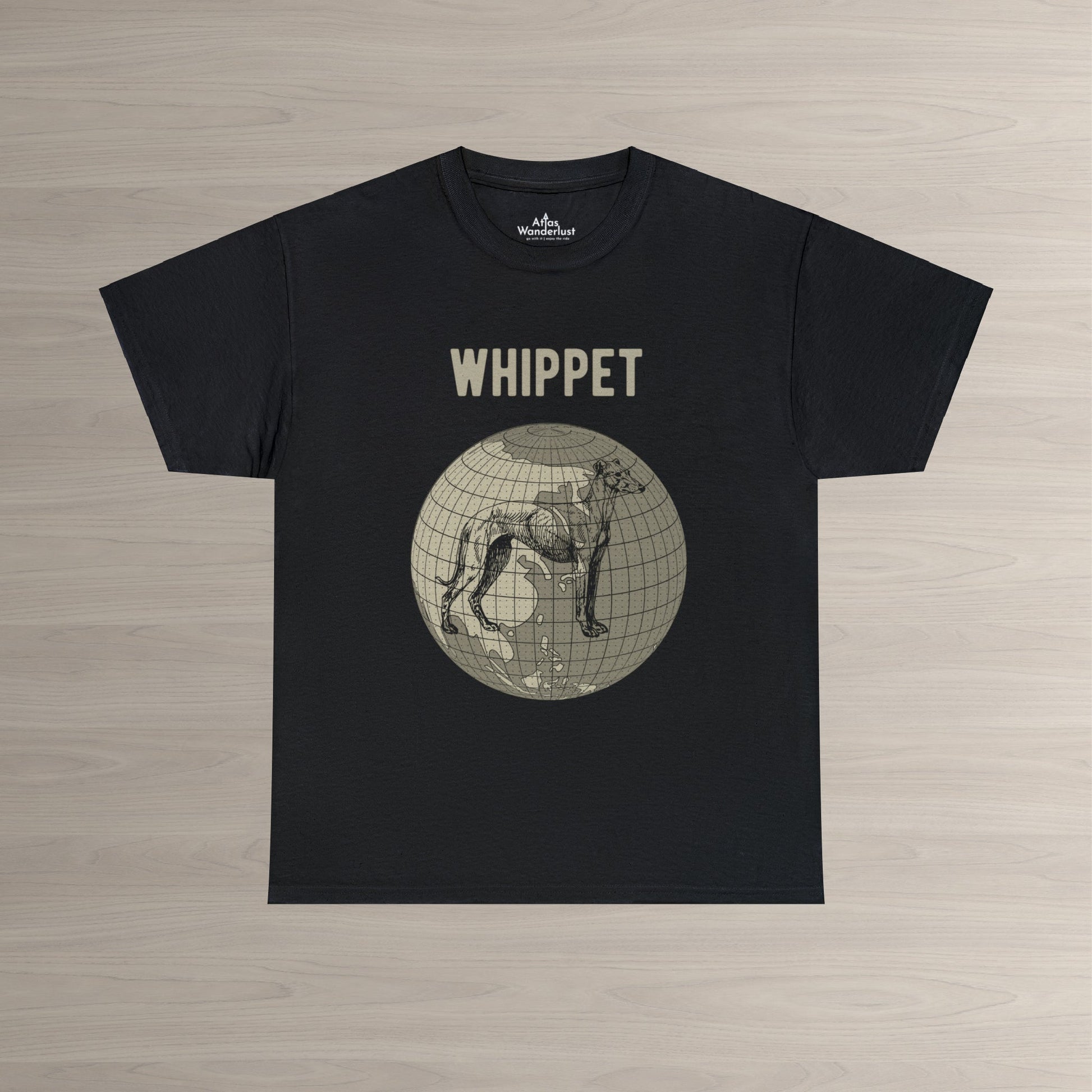 Whippet T-Shirt, World Map Tee Atlas Wanderlust
