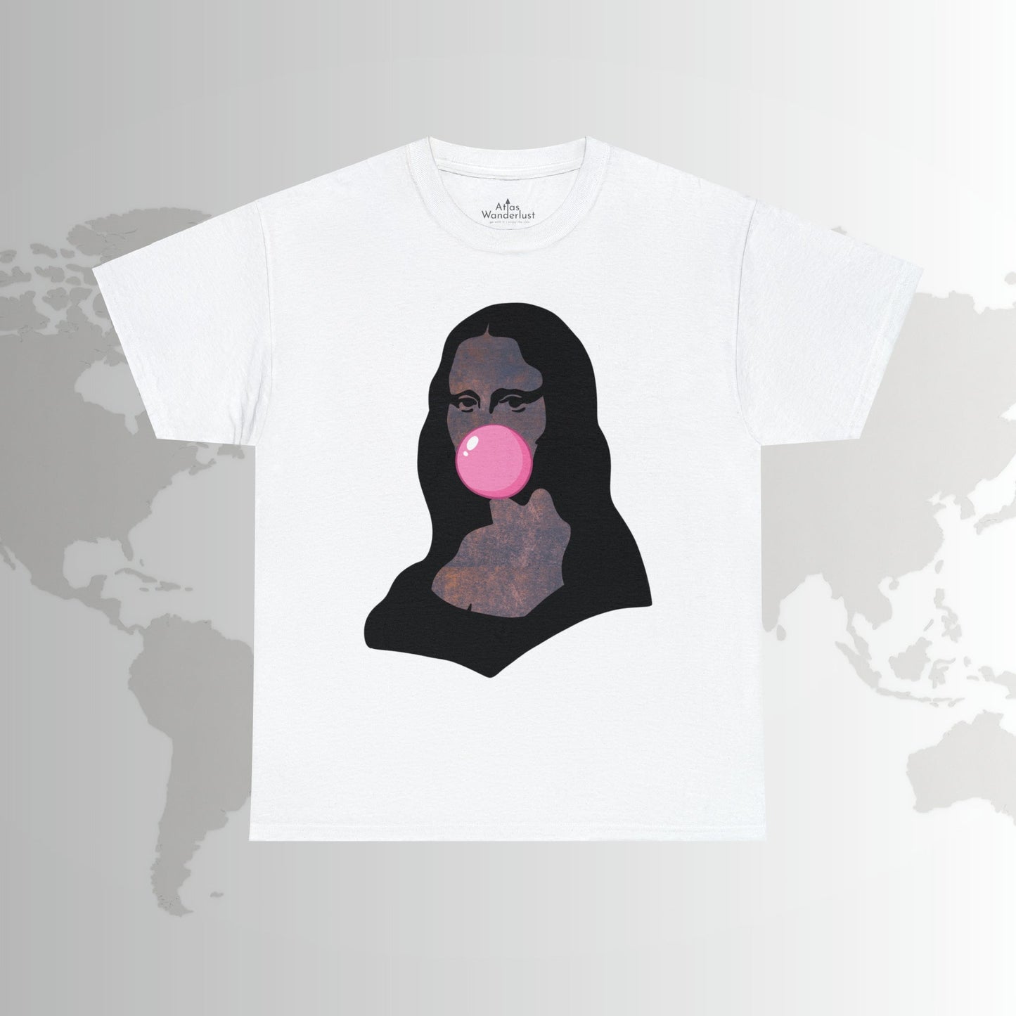Mona Lisa Bubblegum T-Shirt Italy Humor Tee Atlas Wanderlust