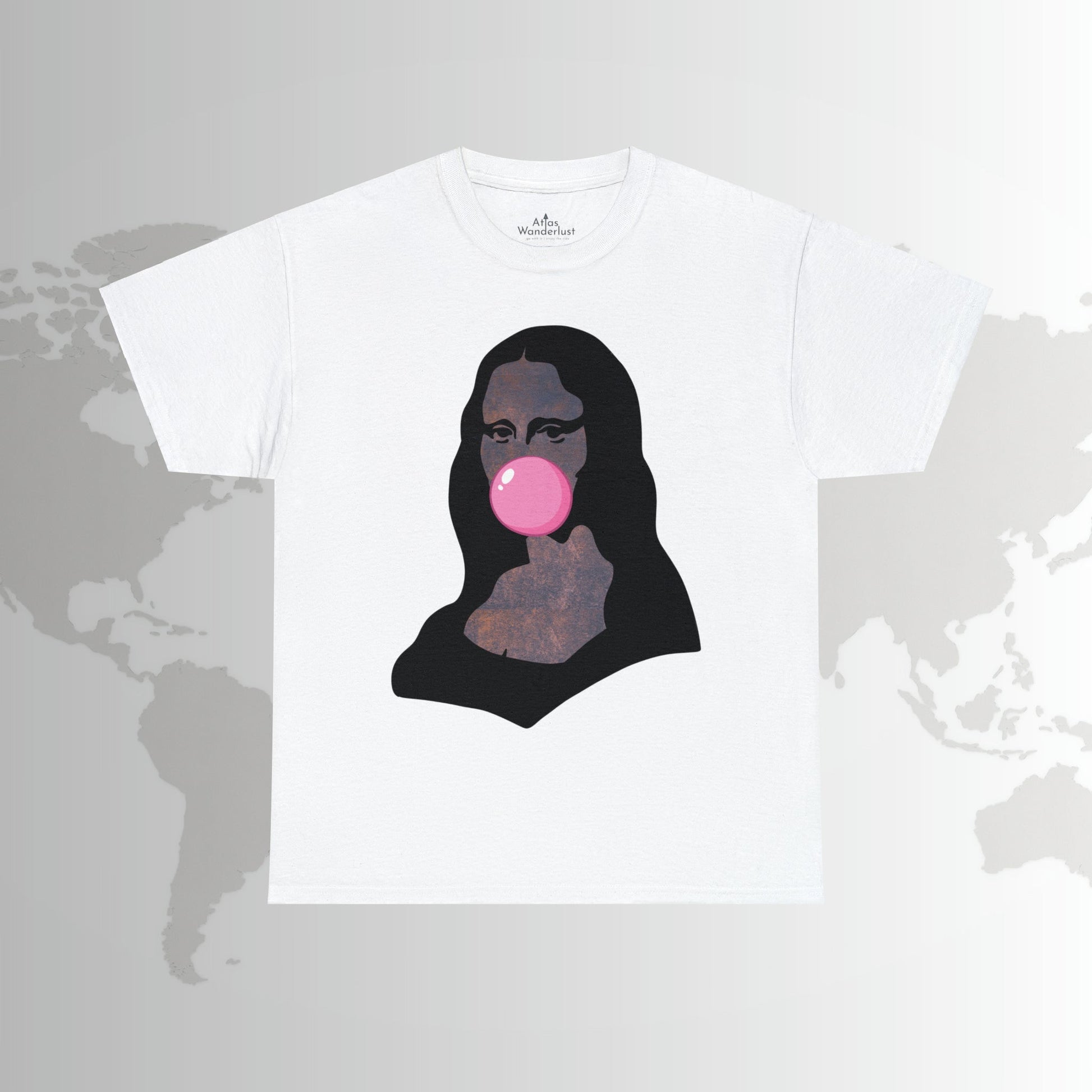 Mona Lisa Bubblegum T-Shirt Italy Humor Tee Atlas Wanderlust