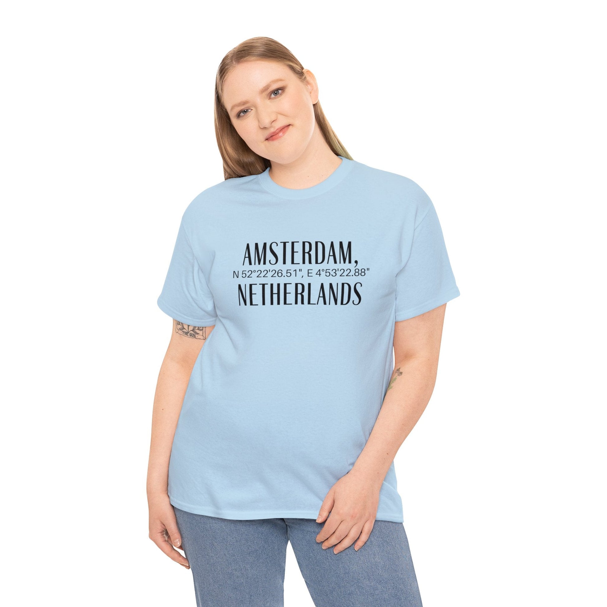 Amsterdam Netherlands Coordinates T-Shirt, Modern Holland Tee Atlas Wanderlust