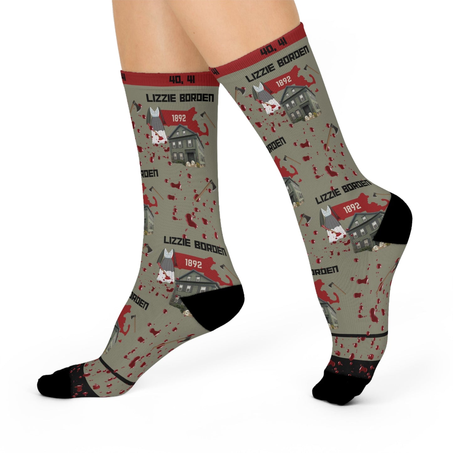 Lizzie Borden Socks Axes Unisex Adult Stretchy Mid Calf Original Atlas Wanderlust
