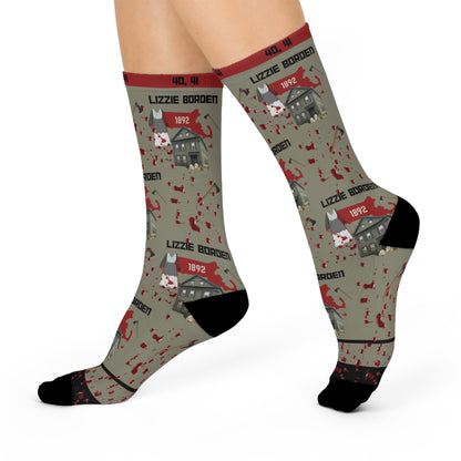 Lizzie Borden Socks Axes Unisex Adult Stretchy Mid Calf Original Atlas Wanderlust