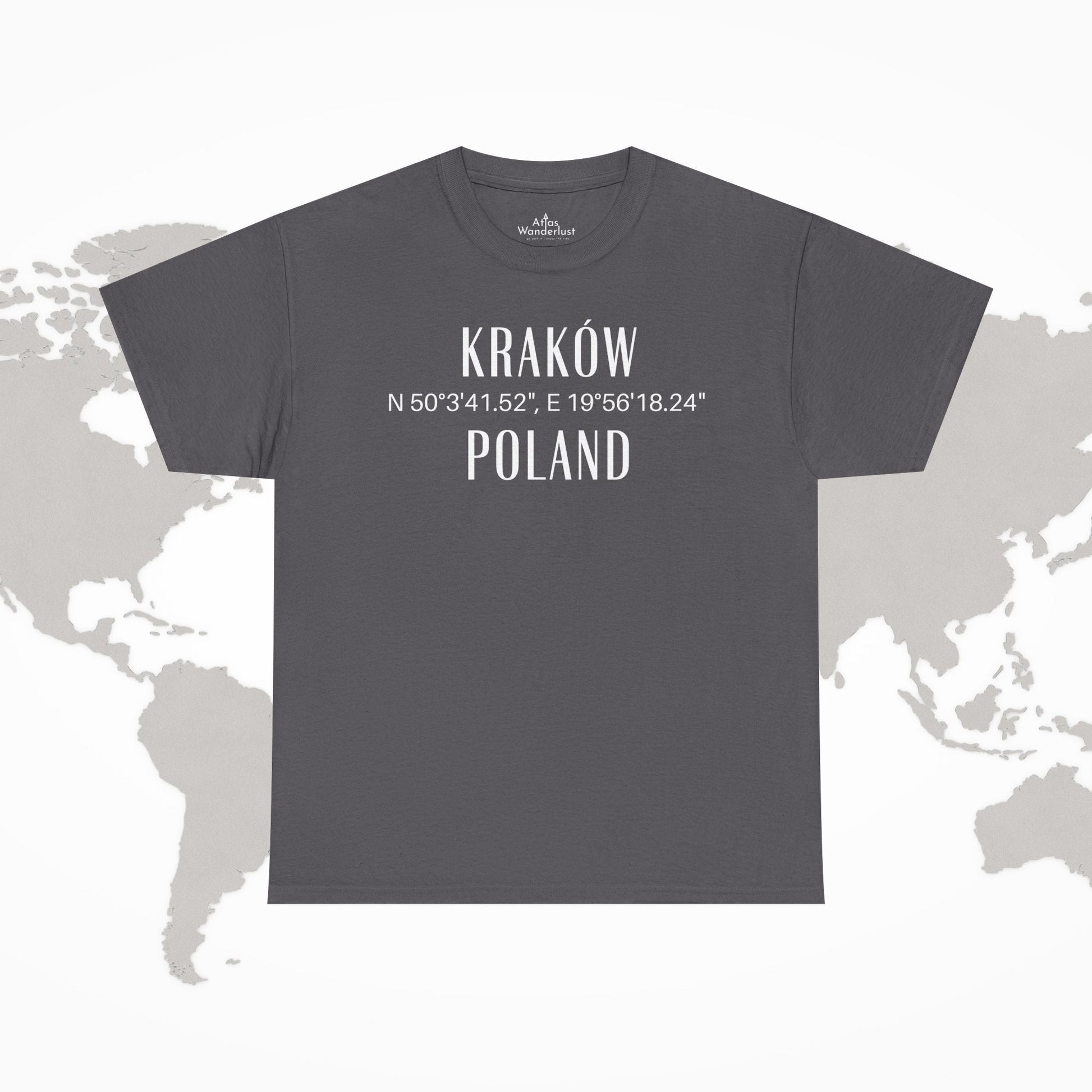 Krakow, Poland Coordinates T-Shirt Unisex Atlas Wanderlust