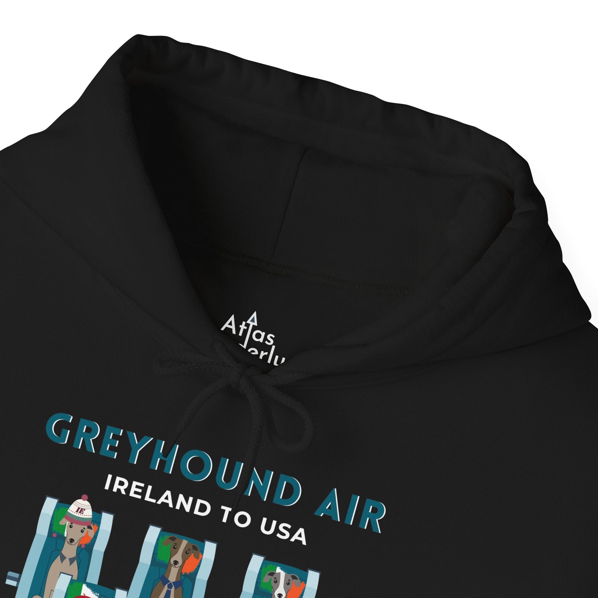 Greyhound Air Hooded Sweatshirt, Ireland to USA Classic Fit, Original Design, Unisex Atlas Wanderlust