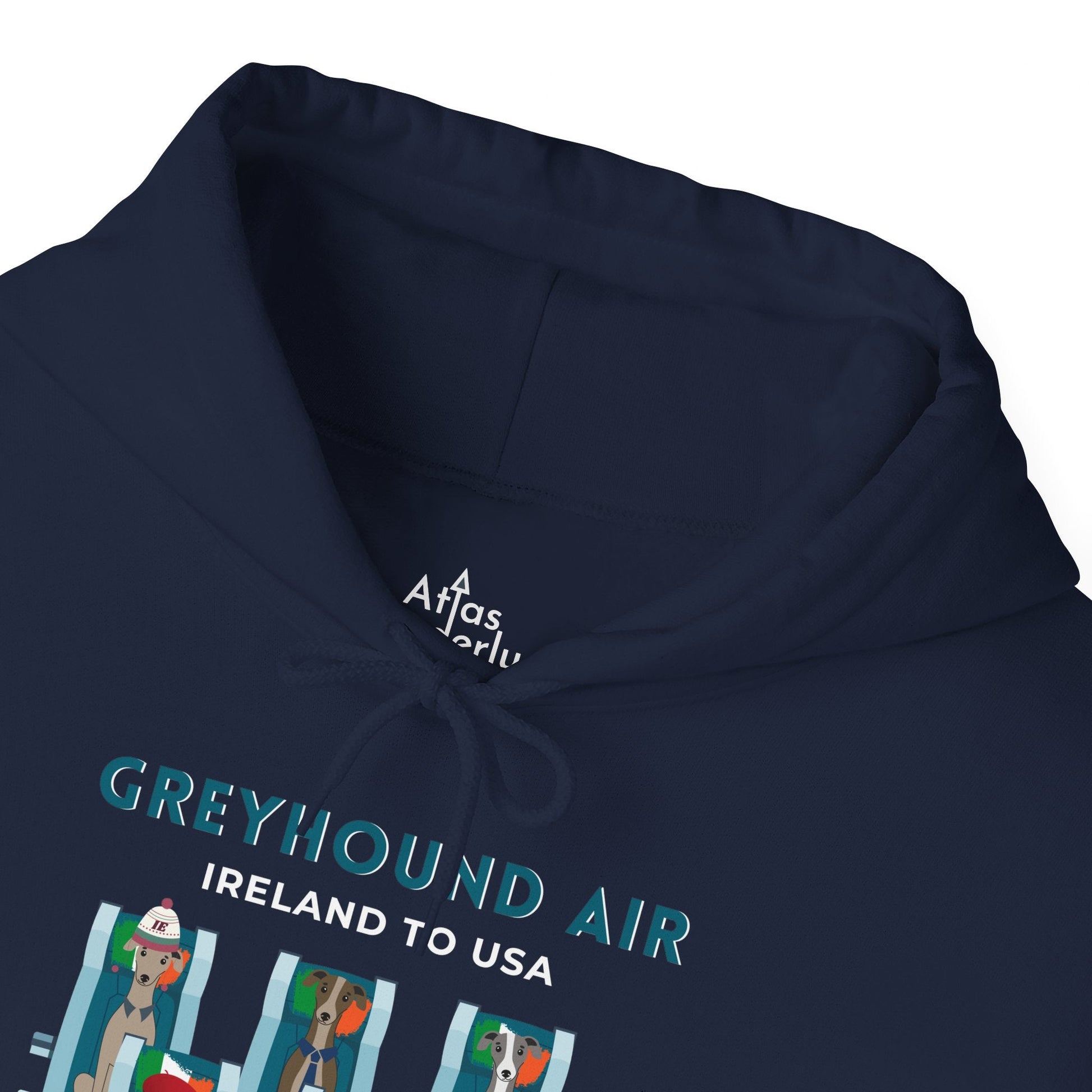 Greyhound Air Hooded Sweatshirt, Ireland to USA Classic Fit, Original Design, Unisex Atlas Wanderlust