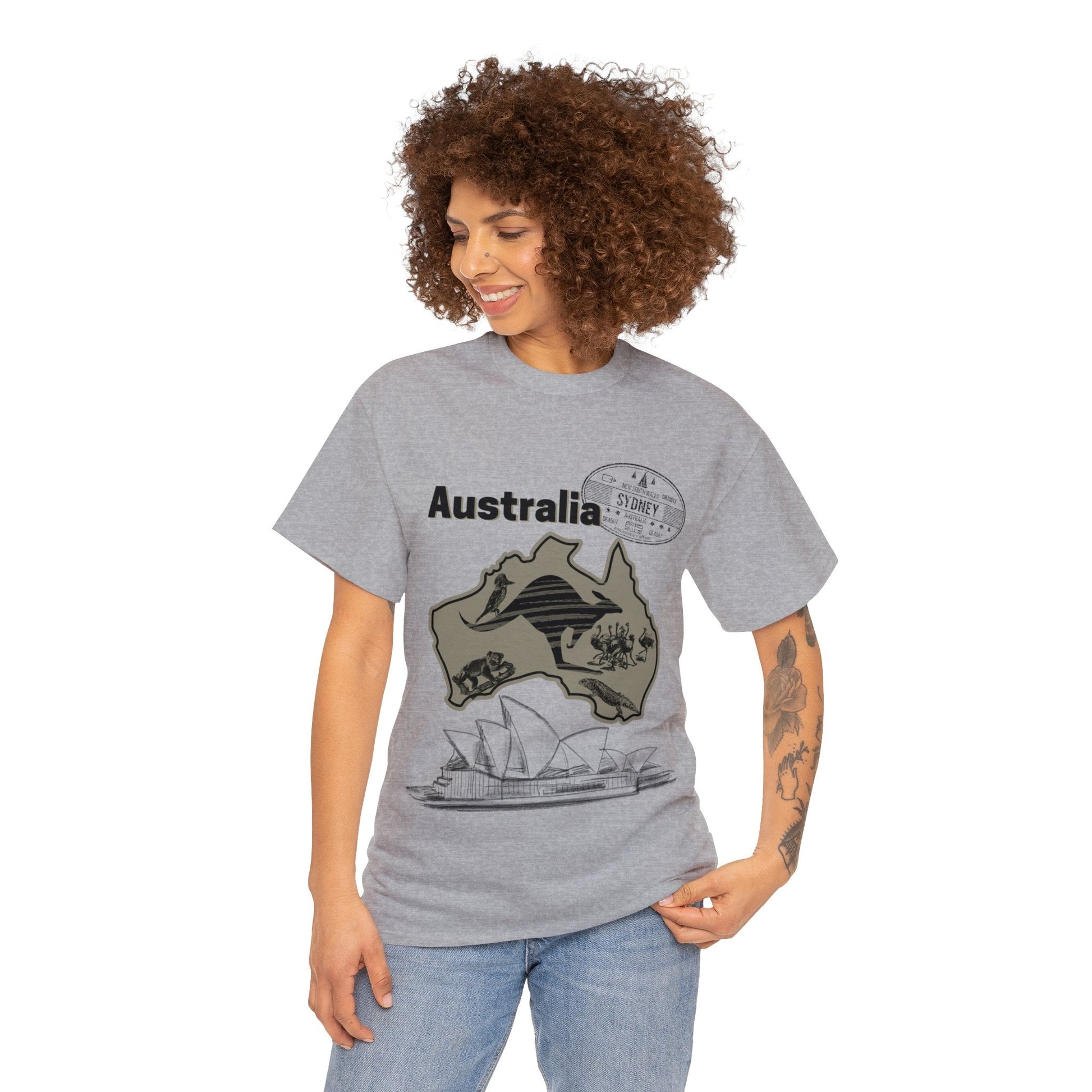 Australia Down Under T-Shirt, Kangaroo Tee Atlas Wanderlust