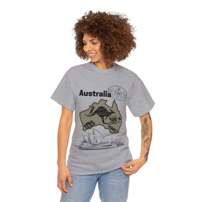 Australia Down Under T-Shirt, Kangaroo Tee Atlas Wanderlust