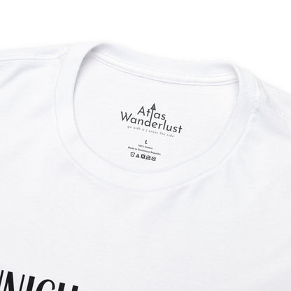 Munich Germany Coordinates T-Shirt, Modern Travel Tee Atlas Wanderlust