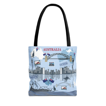 Australia Landmarks Tote Bag Sydney Opera House Kangaroos 3 Sizes Atlas Wanderlust