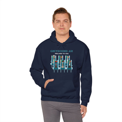 Greyhound Air Hooded Sweatshirt, Ireland to USA Classic Fit, Original Design, Unisex Atlas Wanderlust