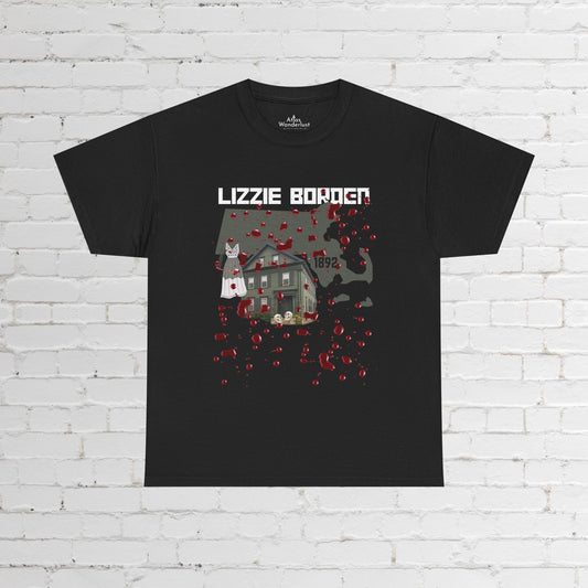 Lizzy Borden Unisex Heavy Cotton T-Shirt Borden House Axe Design Atlas Wanderlust