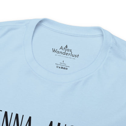 Vienna, Austria Coordinates T-Shirt, Modern Travel Tee Atlas Wanderlust
