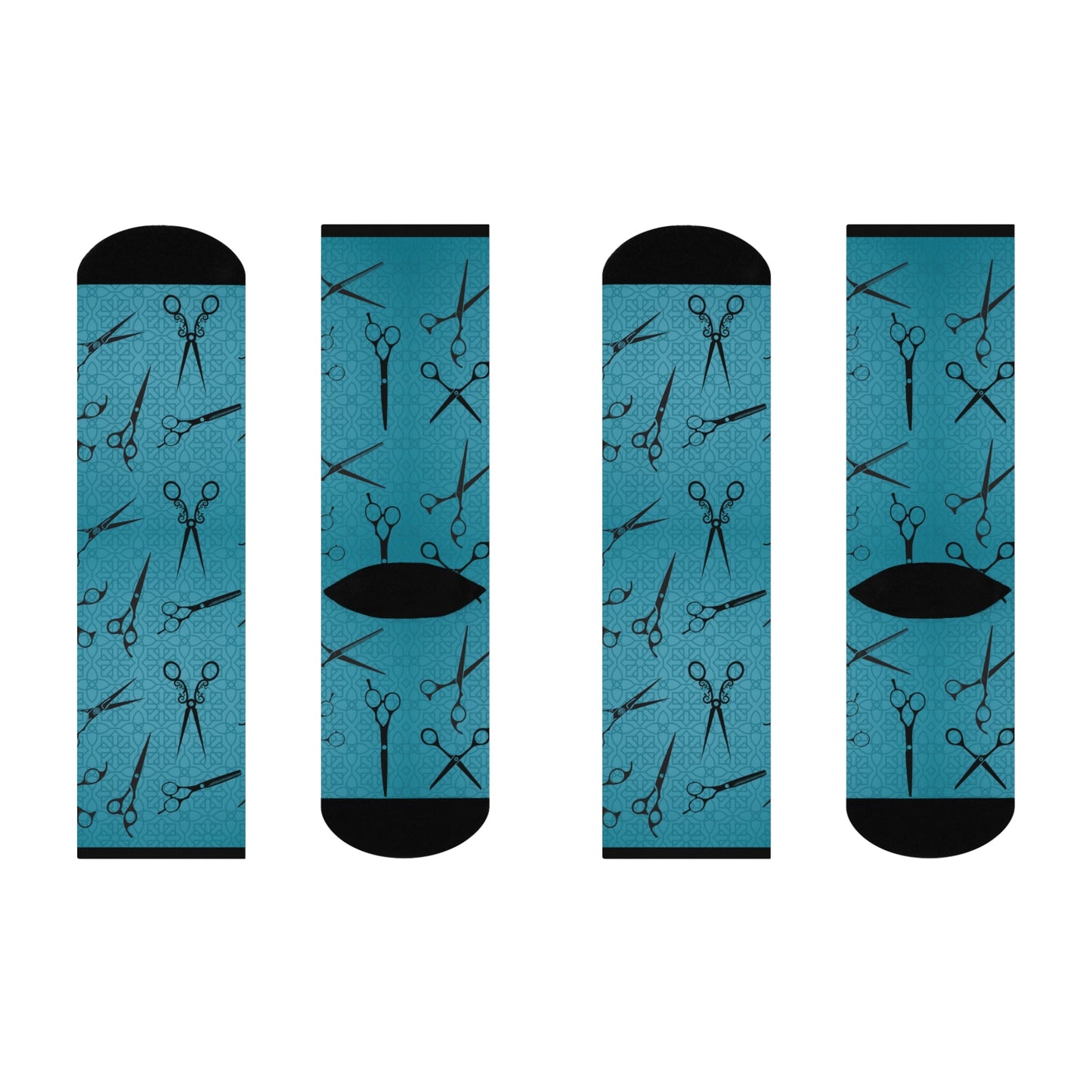 Hair Dresser Socks Unisex One Size Mid-Calf Crew Vintage Scissors Atlas Wanderlust