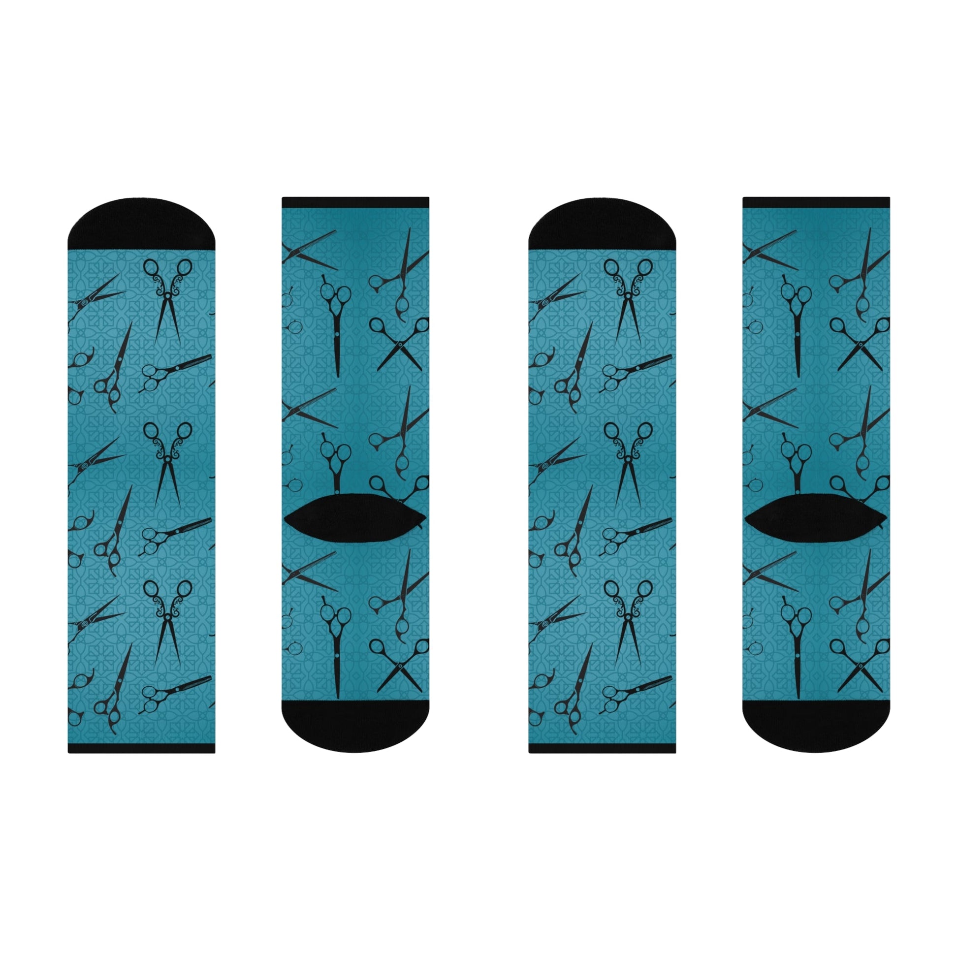 Hair Dresser Socks Unisex One Size Mid-Calf Crew Vintage Scissors Atlas Wanderlust