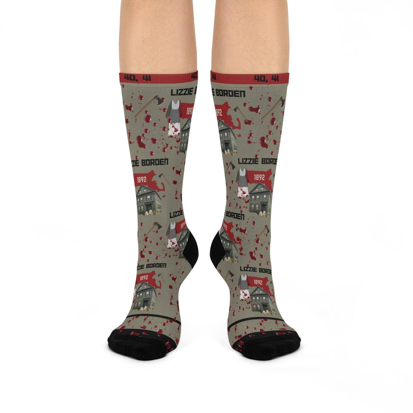 Lizzie Borden Socks Axes Unisex Adult Stretchy Mid Calf Original Atlas Wanderlust