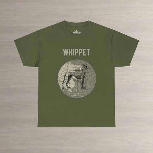 Whippet T-Shirt, World Map Tee Atlas Wanderlust