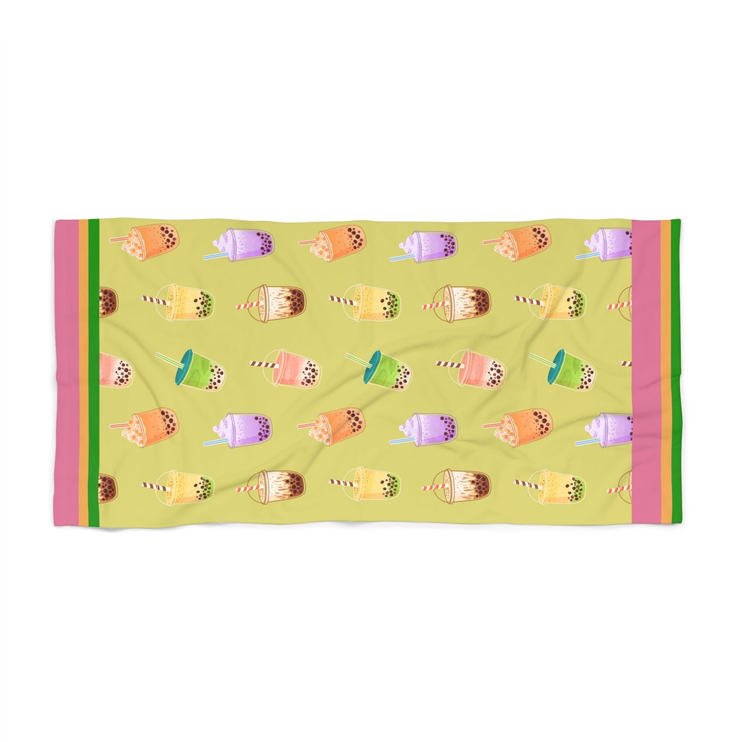 Bubble Tea Beach Towel,  Boba Atlas Wanderlust