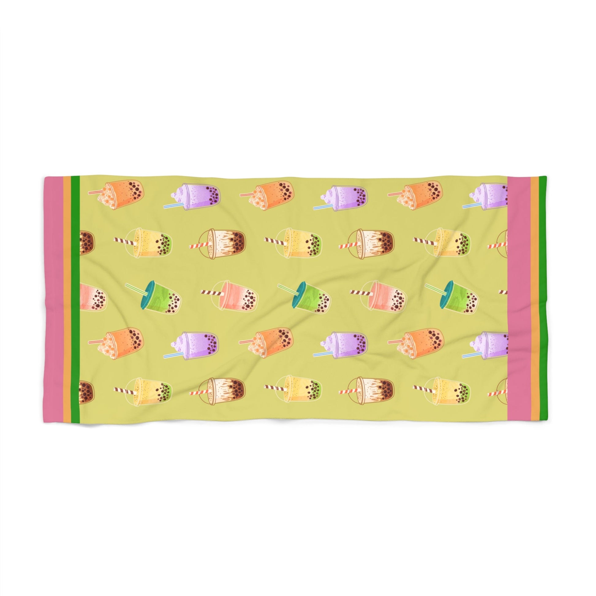 Bubble Tea Beach Towel,  Boba Atlas Wanderlust
