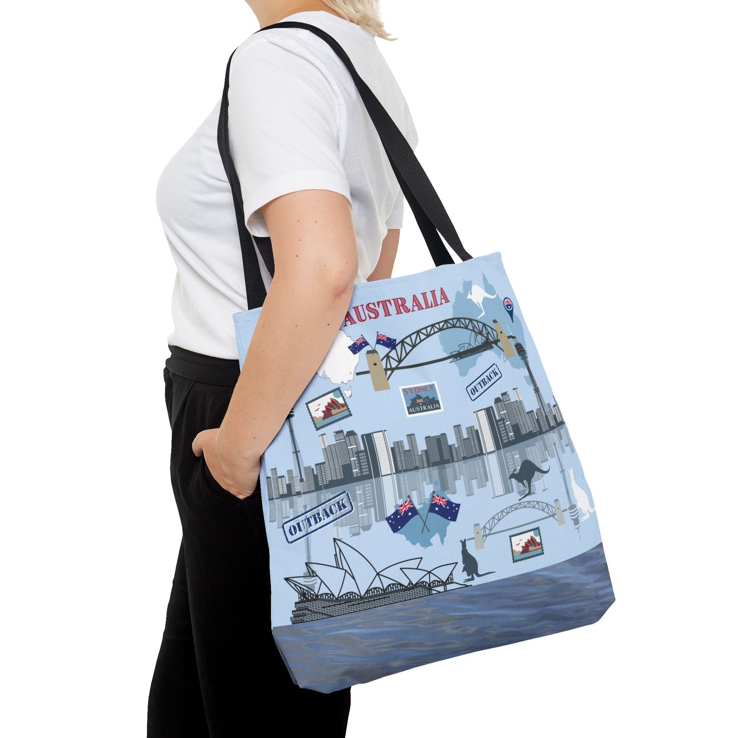 Australia Landmarks Tote Bag Sydney Opera House Kangaroos 3 Sizes Atlas Wanderlust