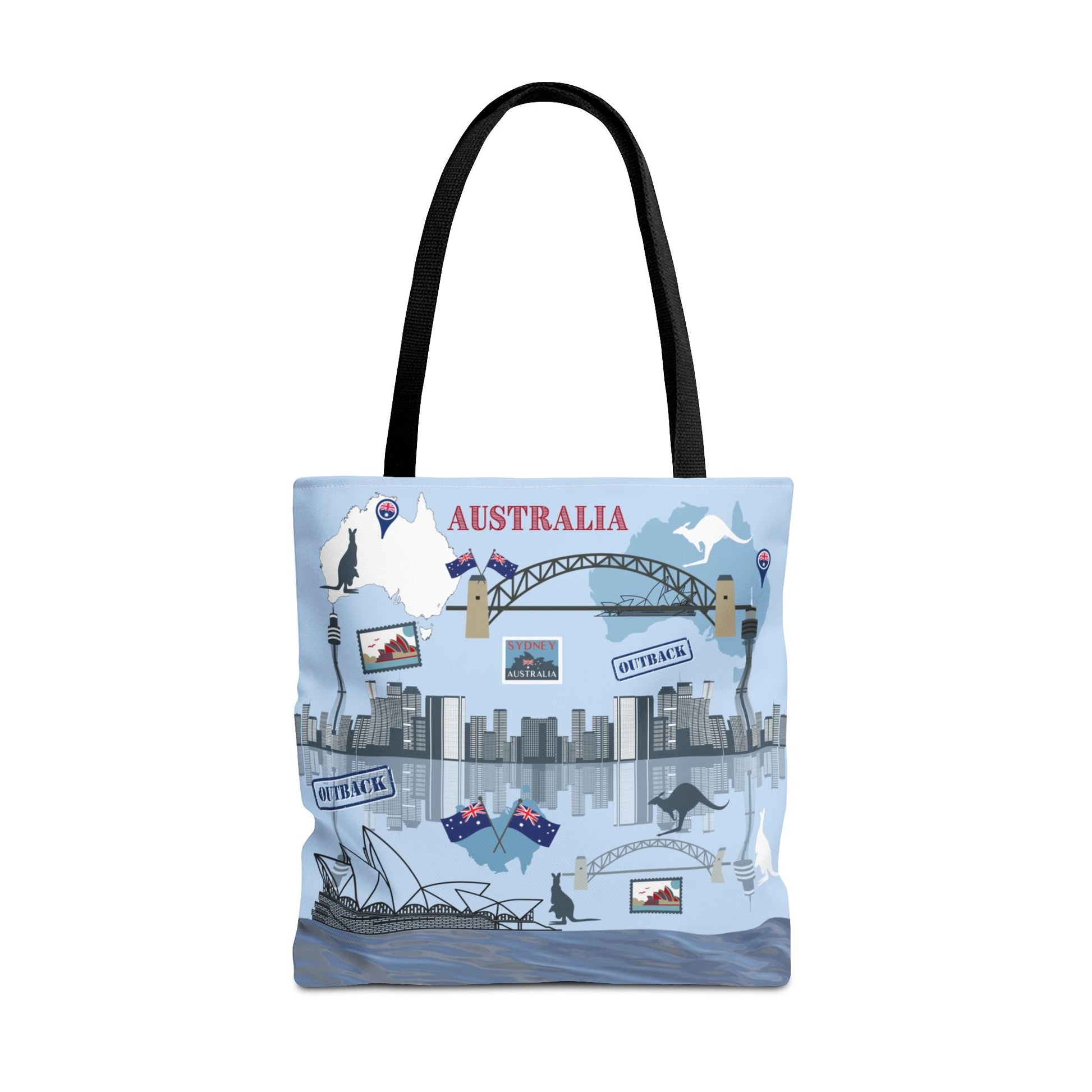 Australia Landmarks Tote Bag Sydney Opera House Kangaroos 3 Sizes Atlas Wanderlust
