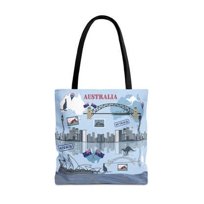 Australia Landmarks Tote Bag Sydney Opera House Kangaroos 3 Sizes Atlas Wanderlust