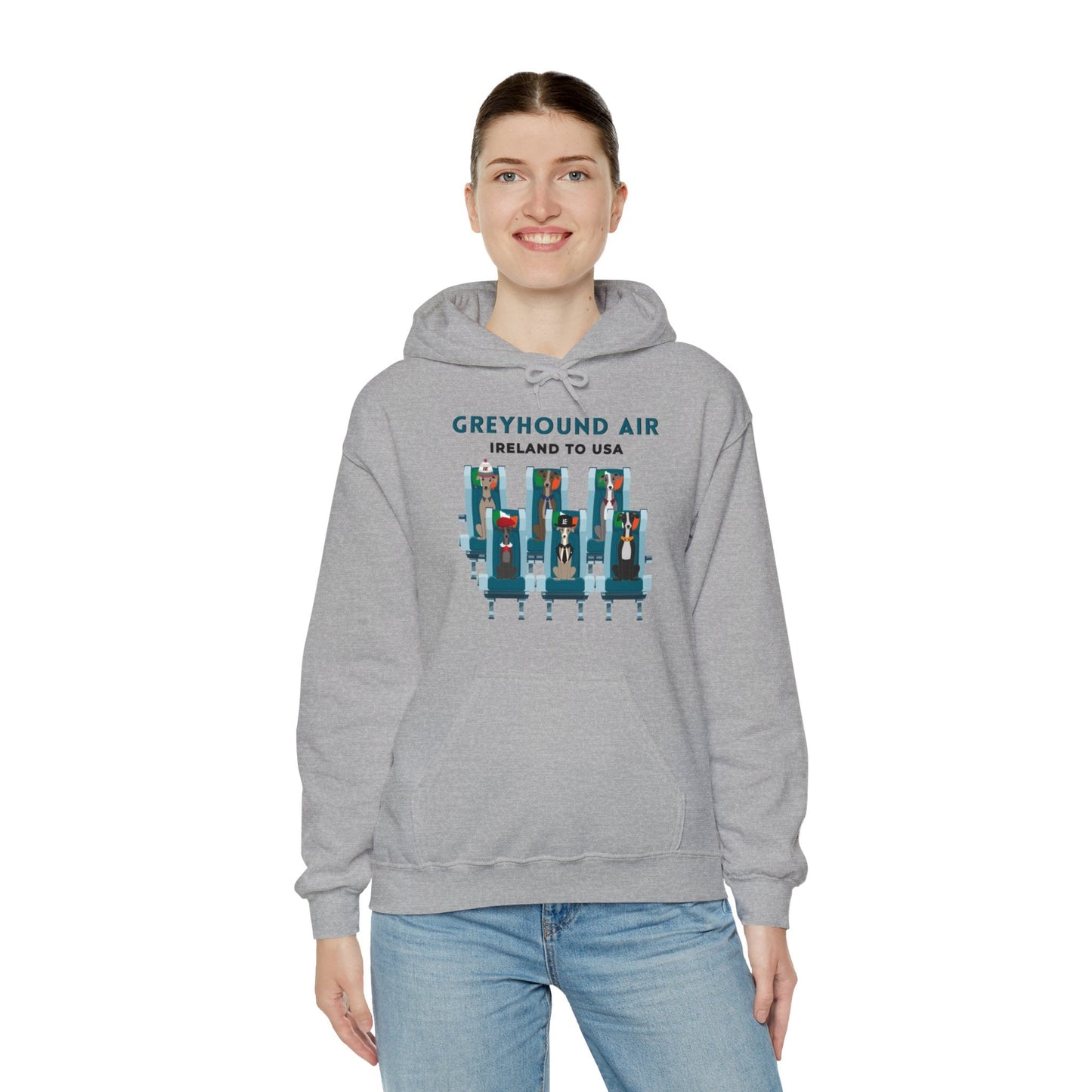Greyhound Air Hooded Sweatshirt, Ireland to USA Classic Fit, Original Design, Unisex Atlas Wanderlust