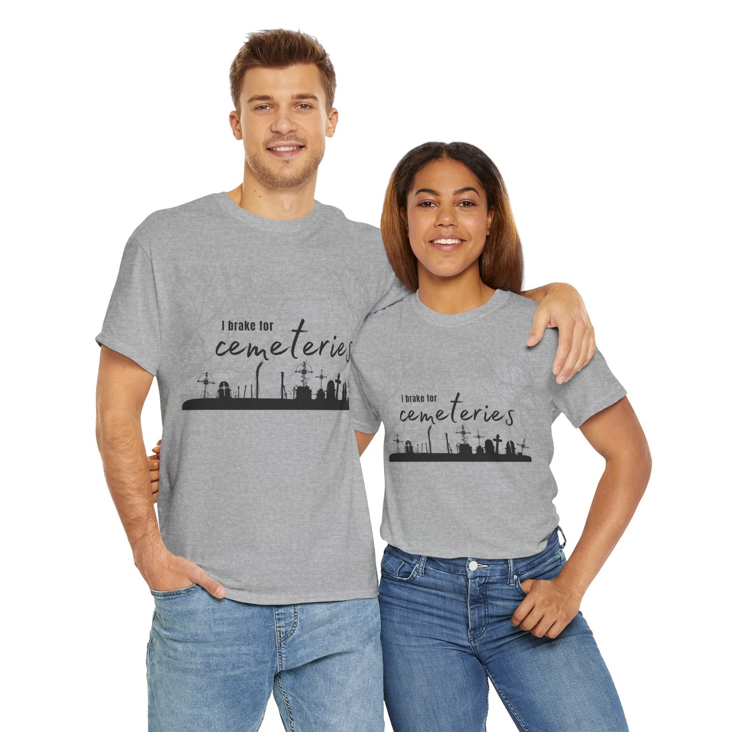 Cemetery T-Shirt, I Brake for Cemeteries Tee Atlas Wanderlust