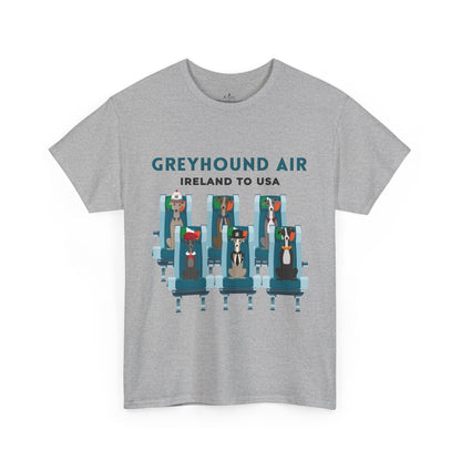 Greyhound Air Short Sleeve Shirt Ireland to USA Benefits Greyhound Rescue Atlas Wanderlust