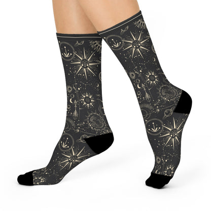 Celestial Socks Astrology Unisex Adult Stretchy Mid Calf Original Atlas Wanderlust