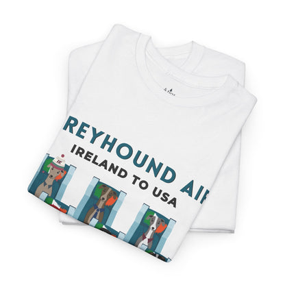 Greyhound Air Short Sleeve Shirt Ireland to USA Benefits Greyhound Rescue Atlas Wanderlust