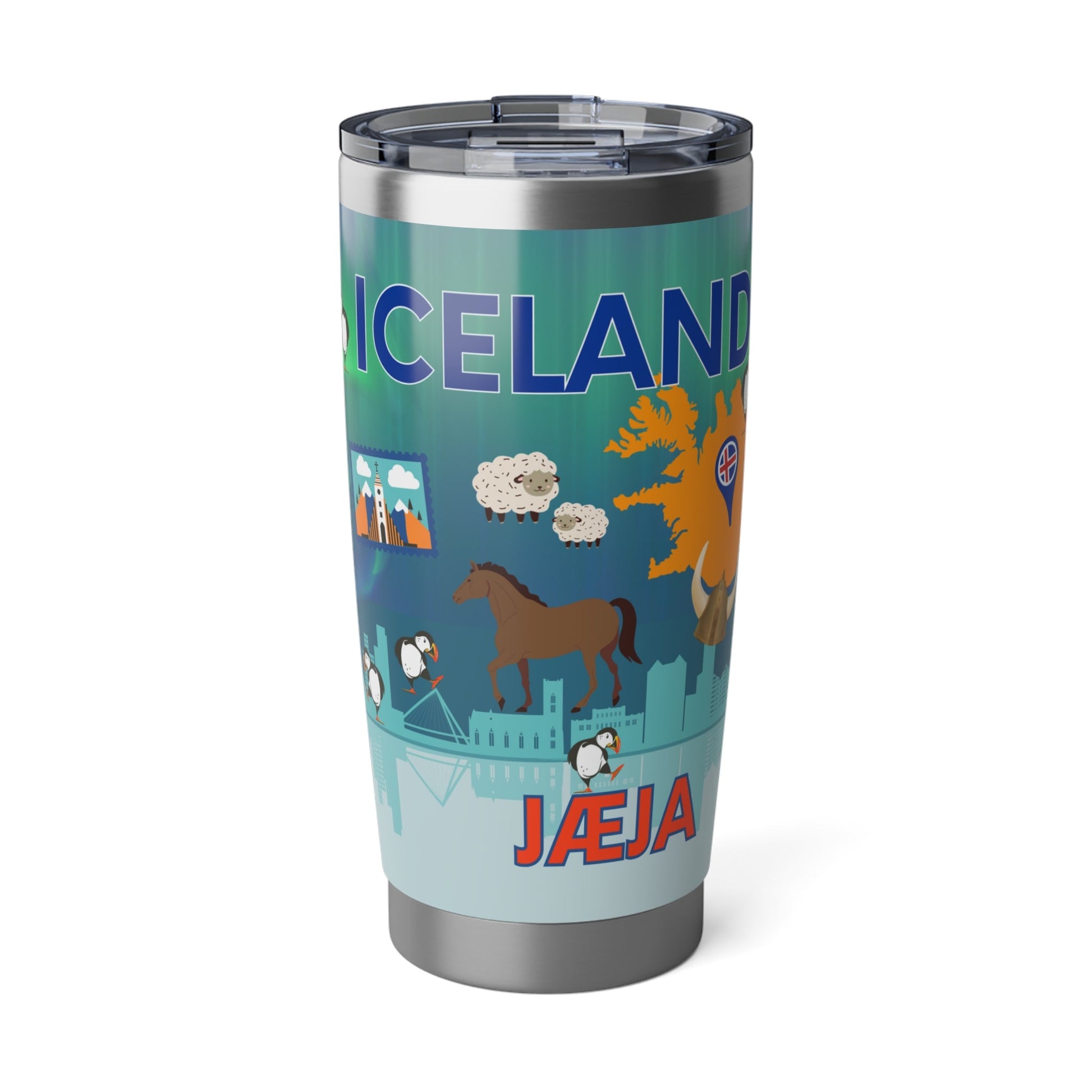 Iceland Tumbler – Northern Lights, Puffins, Horses & Nordic Icons Atlas Wanderlust