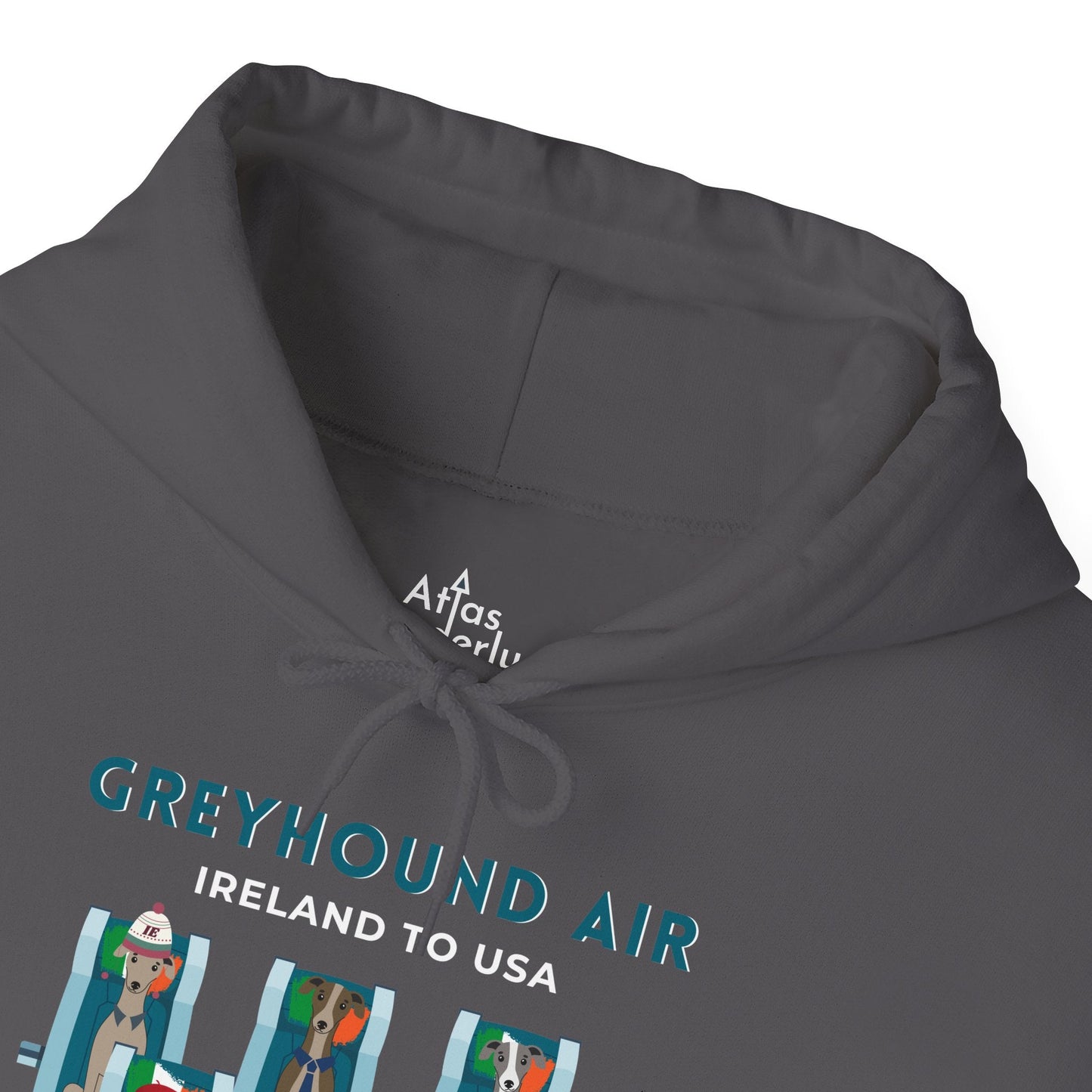 Greyhound Air Hooded Sweatshirt, Ireland to USA Classic Fit, Original Design, Unisex Atlas Wanderlust