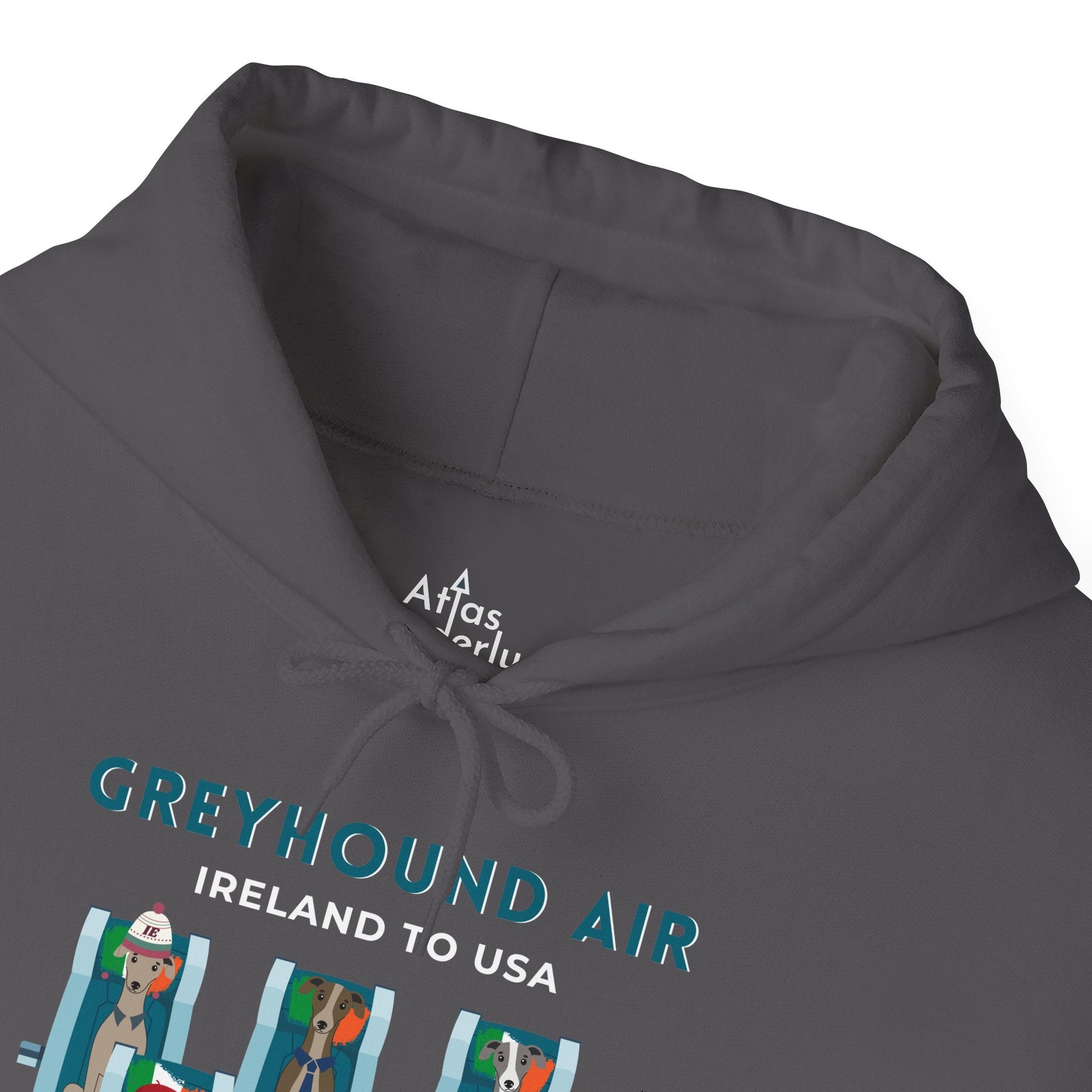 Greyhound Air Hooded Sweatshirt, Ireland to USA Classic Fit, Original Design, Unisex Atlas Wanderlust